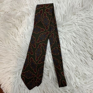 Aquascutum London All Silk Necktie Mens 56" Classic Tie Green Geometric Office